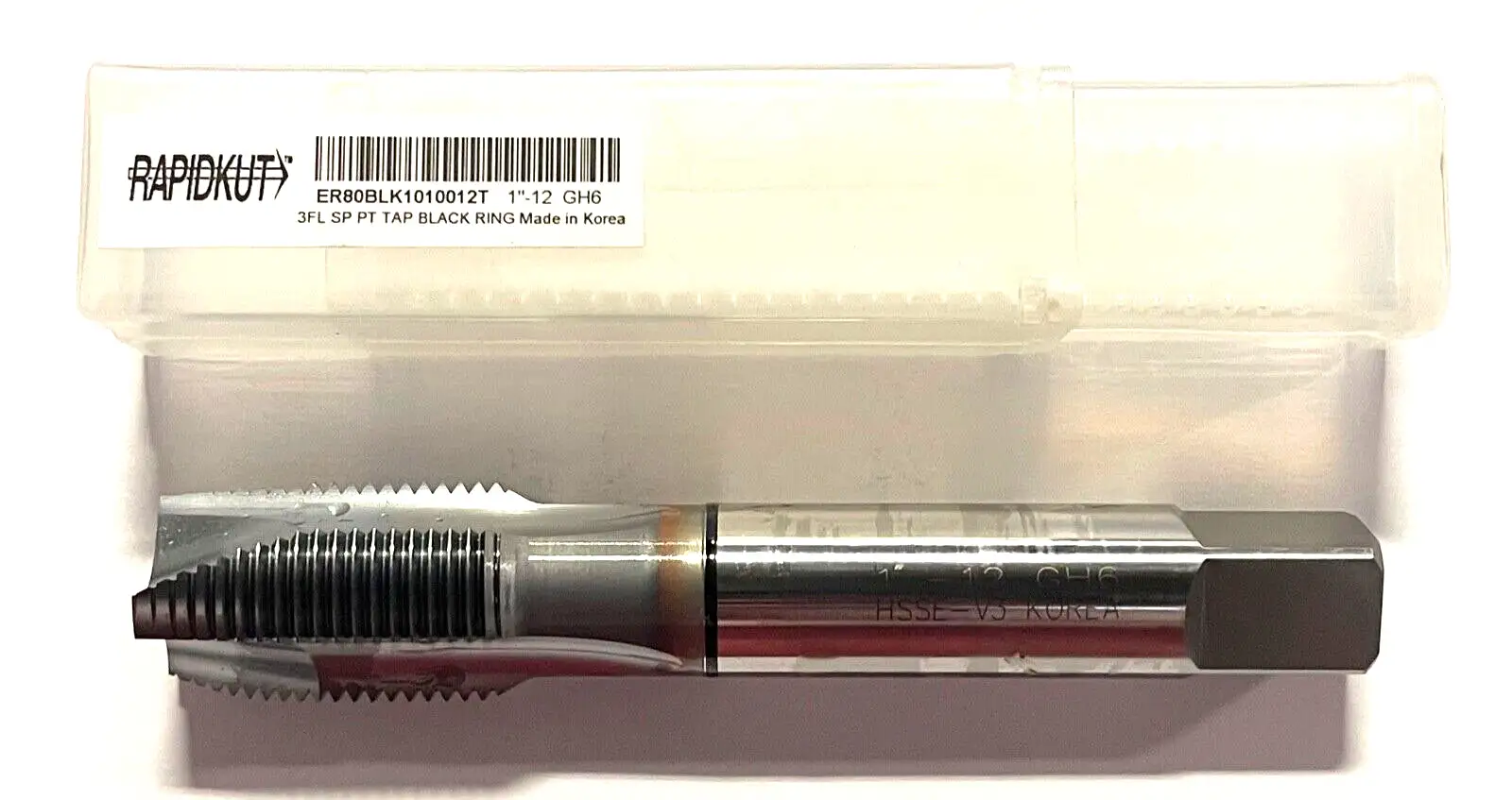 RapidKut 1"-12 HSSE-V3 Spiral Point Plug Tap TiCN Coated Black Ring 3FL GH6