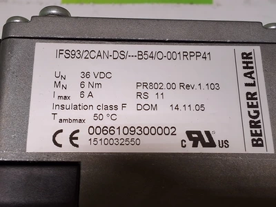 BERGER LAHR IFS93/2CAN-DS/---B54/O-001RPP41 SERVO MOTOR 6AMP