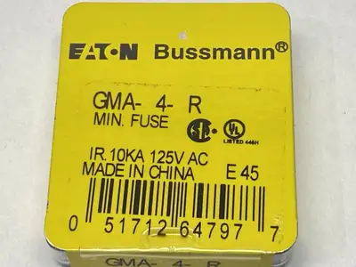 USED EATON BUSSMANN MINI GLASS FUSE 4A 10KA 125VAC LOT OF 5