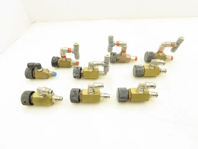 Adjustable Elbow Air Flow Control Needle Valve 5 Turn 1/8" Lot of 9