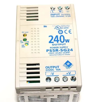 USED IDEC IZUMI PS5R-SG24 POWER SUPPLY MODULE 240W, 50/60HZ, 100-240VAC, PS5RSG24