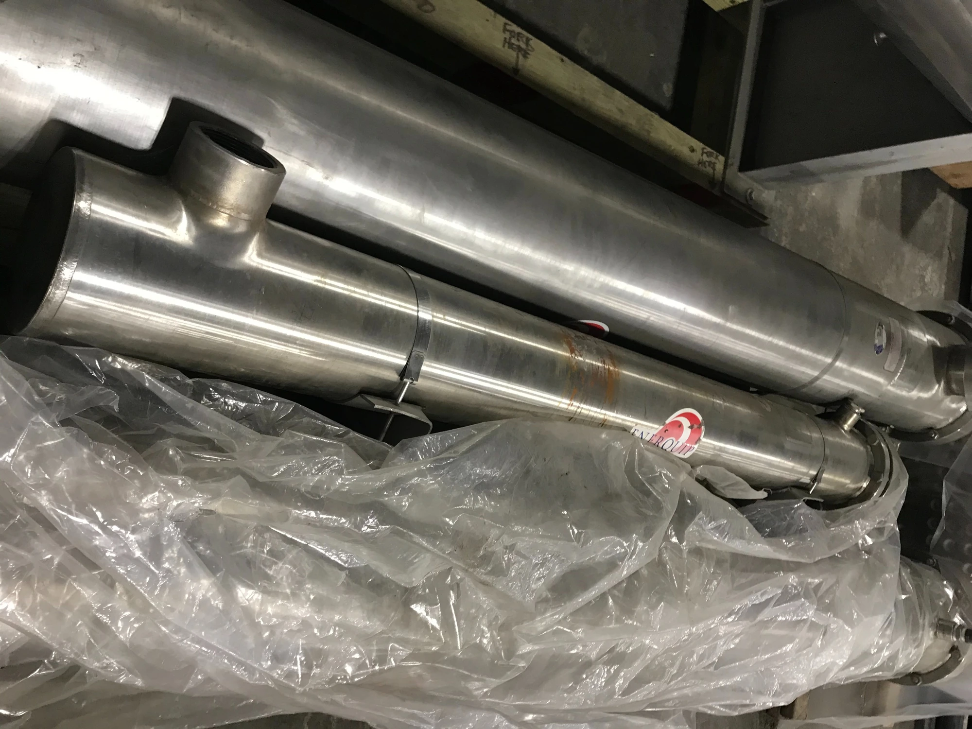 Used approximately 26 square foot surface area shell and tube heat exchanger