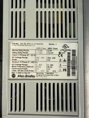 Allen Bradley 20A-D-3P4-A-3-AYNADG0 /A 20AD3P4A3AYNADG0 (3.2.5)
