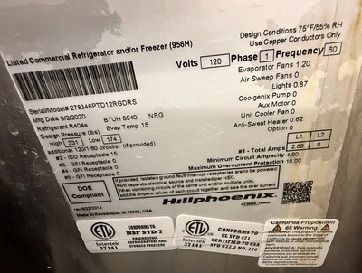 USED 2020 Hill Phoenix PTD8RGDRS