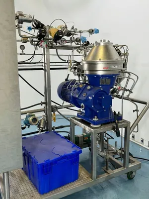 Alfa-Laval BTPX 205 SGD-34 CDP-60 clarifier centrifuge skid, 316L SS.
