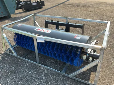 New JCT 72” Hydraulic Broom Skid Steer Attachment, Universal Quick Attach, Manual Angle, approx. 66”...