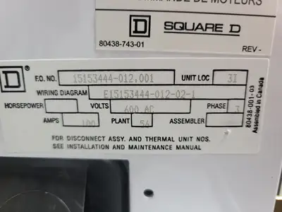 USED SQUARE D MODEL 6