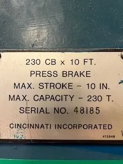 CINCINNATI 230-CB-10 Press Brake | Universal Press & Machinery (UPM) (7)