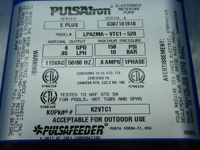 New | in-Stock PULSAFEEDER LPA2MAVTC1520 Pumps (Metering) Ohio US | HGR 24 #737578