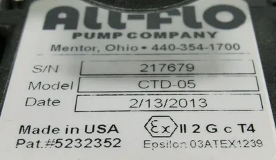 NEW ALL-FLO CTD-05 DIAPHRAGM PUMP CTD05