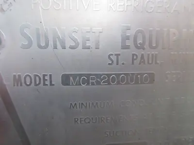 Sunset #MCR200U10, Refrigerated milk cooler w/milk master agitator drive