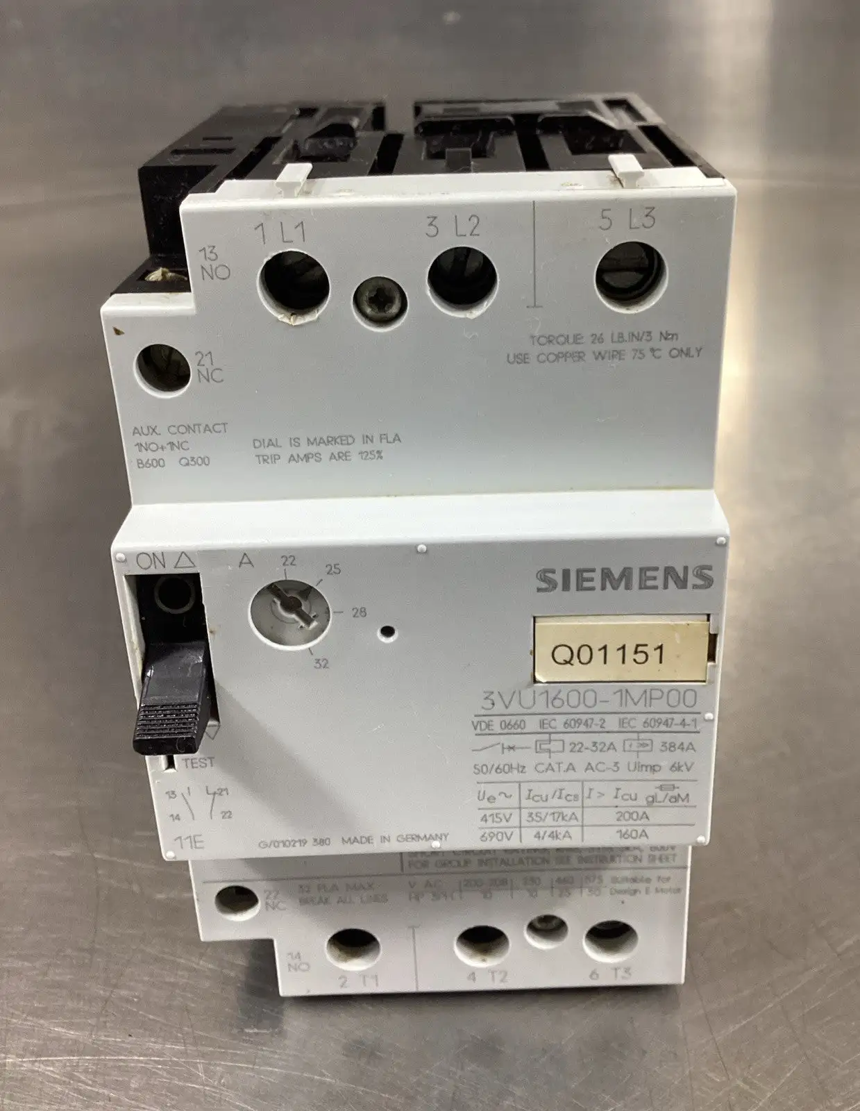 Used Siemens 3VU1600-1MP00 Motor Controllers South Carolina US | Palmetto Automation #1159111