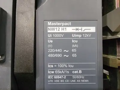 Masterpact Low-Voltage Switchgear Section w/ 3 x NW12H1 Air Circuit Breakers - Metal-Enclosed - NEMA 1 - 600V