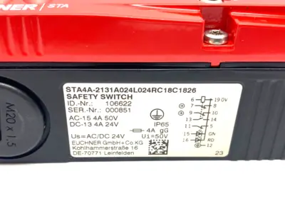 USED EUCHNER SAFETY SWITCH AUXILIARY RELEASE M23