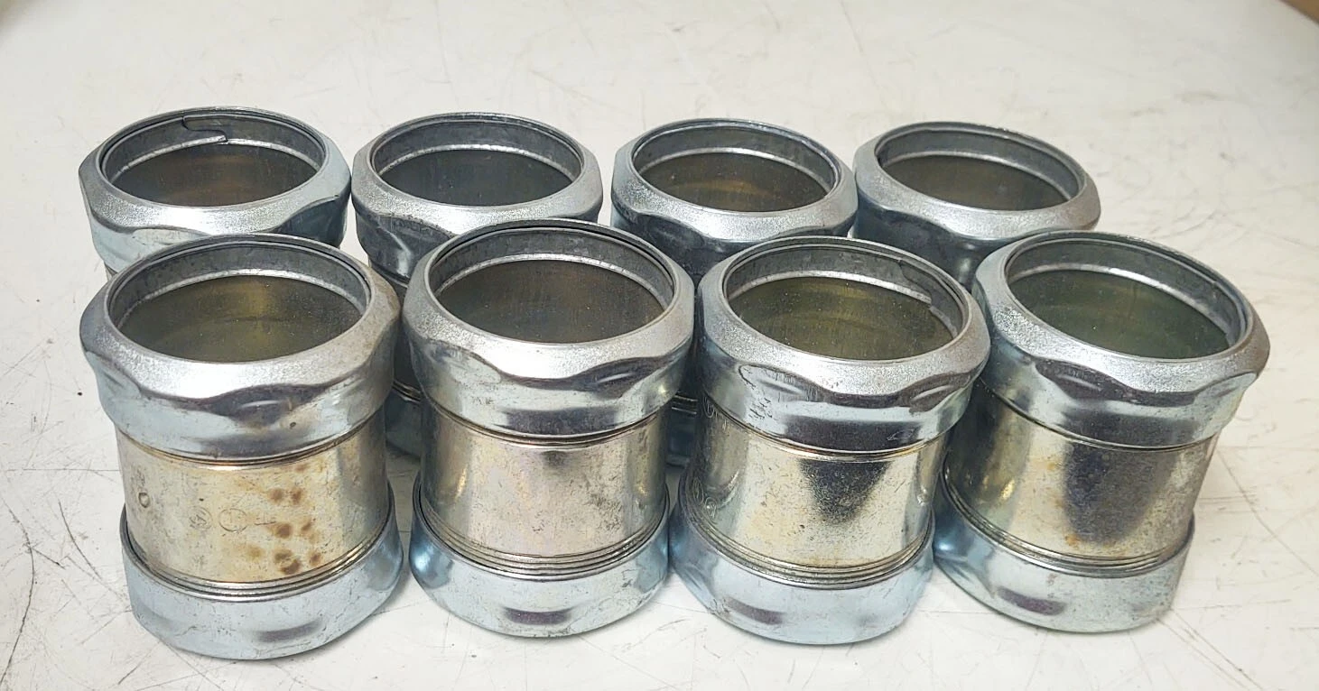 🔥(8 PCS) 2" EMT Compression Coupling Conduit Fittings