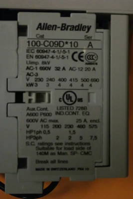 USED Allen-Bradley 140M-D8E-B63  SER B WITH 100-C09D*10 Ser A
