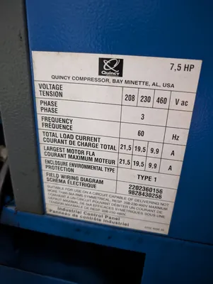 USED 2015 QUINCY QGS7,5HPDCSA/UL