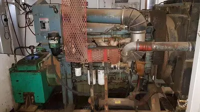 USED EMSCO D-300, 4.75-7.25 X 14 DUPLEX MUD PUMP PACKAGE