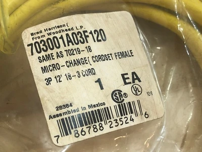 NEW Woodhead 703001A03F120