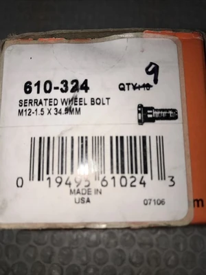 **Dorman 610-324 Serrated Wheel Bolt  (Lot Of 9)#