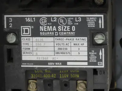 Square D HBS-8536-SBL-120 Combination Motor Starter Fusible 600V 3PH 5HP