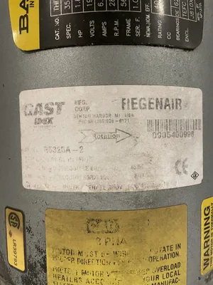 Gast Regenair R5325A-2 Regenerative Blower 1.85HP 2850RPM 3PH 50”H2O