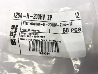 125A-H-200HV ZP | 125A Flat Washer Form A Zinc Plated 12 LOT OF 50 - New