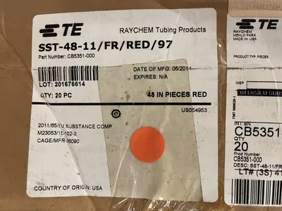 TE Raychem SST-48-11/FR/RED/97 Heat Shrink Tubing 4ft 1.10”-.375” NIB of 19