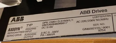 NEW ABB DPH-15051 AXODYN SERVO DRIVE D-S15001, 510V, DPH15051