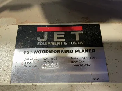Used JET JWP15CS Woodworking Planers Ohio US | HGR 24 #1290273