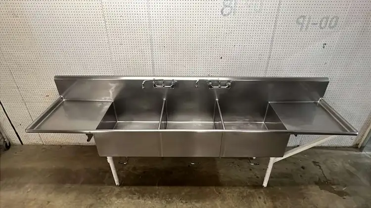 Used Falcon Restaurant Supply, Inc. Used 120" Stainless 3 Compartment Sink with Twist Drains and Faucets - RL Sinks Illinois US | Falcon Restaurant Supply #1373523