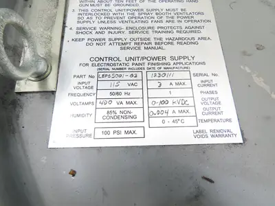 ITW Ransburg LEPS5001-02 Electrostatic Static Power Supply 100kvdc Paint Finish