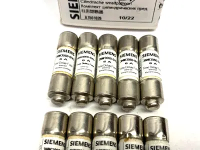 USED SIEMENS SENTRON CYLINDRICAL FUSE, SLOW-BLOW, 6A