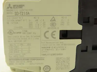 Mitsubishi SD-T21 SA Contactor 10HP 20A UT-SA21 Surge Suppressor 24V Lot of 2