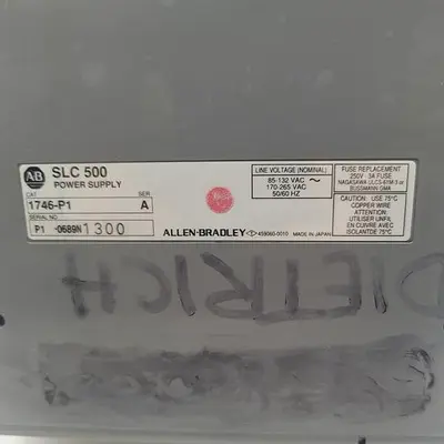 Used ALLEN-BRADLEY ALLEN-BRADLEY SLC POWER SUPPLY 1746-P1 SER.A 4 CARD SLOT Power Supplies | ND Industrial Surplus #1212187