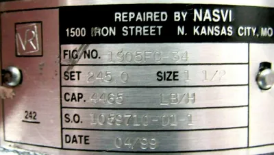 REFURBISHED NORTH AMERICAN 1905FC-34 SAFTEY VALVE 1-1/2" 245 PSI 1905FC34