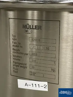 USED Muller Muller Drum Emptying System, Type FD, S/S