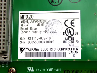 Yaskawa Electric JEPMC-MB200 Ver. A0 Long PLC Mounting Base, Power Supply 9 Slot