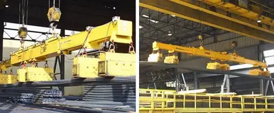 53 TON (107,500 LBS) BUSHMAN MODEL #MT420 TELESCOPING MAGNETIC SPREADER LIFTING BEAM  W/ OHIO MAGNETICS DIESEL GENERATOR: STOCK #20420