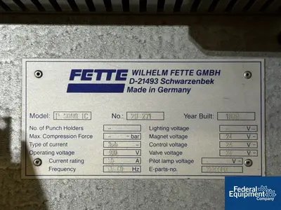USED Fette Fette Tablet Press, Model 3090