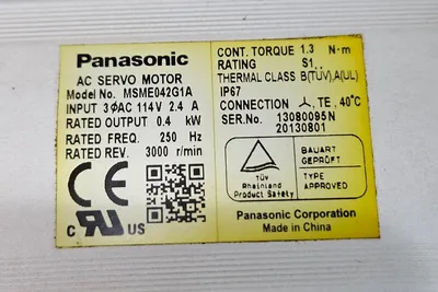 Panasonic MSME042G1A Servo Motors | Great American Equipment Company (5)