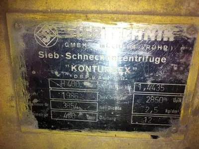 Centrifuge, Pusher, Siebtechnik, H-400, 316 S/st, 16" Dia #C737120
