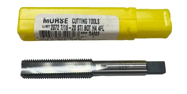 Morse 7/16-20 STI Hand Tap HSS Bottoming Taps H4 4 Flute USA Made