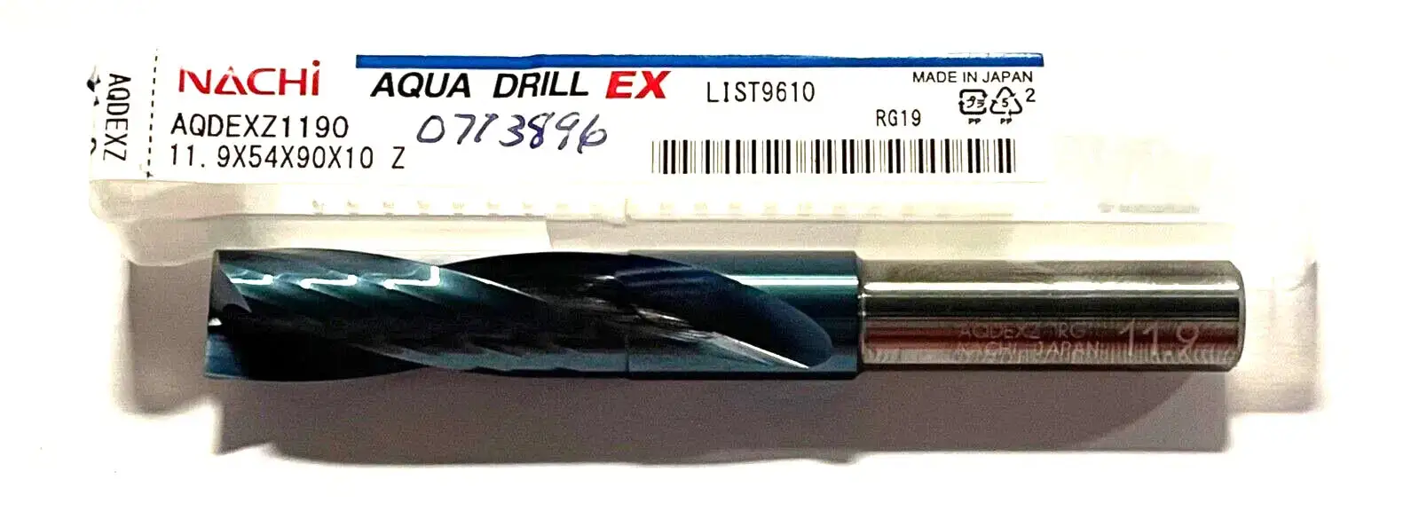 NACHI 11.9mm Solid Carbide Drill 2xD Aqua EX Coating 180° 2 Flute Made In Japan