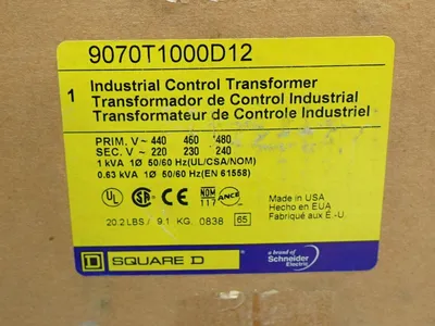 New | in-Stock SQUARE D 9070T1000D12 Transformers | HGR 24 #742582
