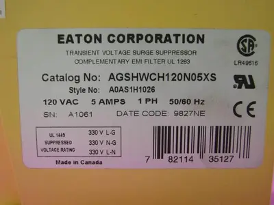 USED CUTLER HAMMER AGSHWCH120N05XS
