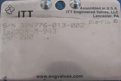 NEW ITT 1-2558-M-943 DIAPHRAGM VALVE 1" 12558M943