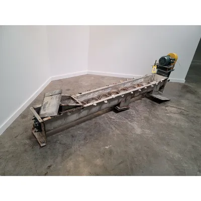 Used 9" dia. X 8' long Industrial Stainless Steel Screw Feeder Auger Conveyor