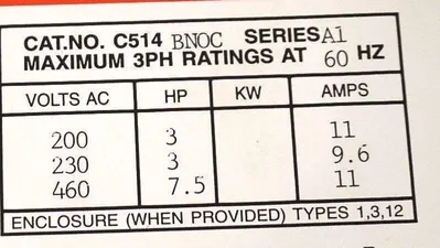 USED CUTLER HAMMER C514BNOC SOFT START MOTOR CONTROLLER 3-7.5 HP, 11 AMP