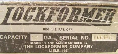 USED 1997 LOCKFORMER ''S'' DRIVE SPEEDNOTCHER